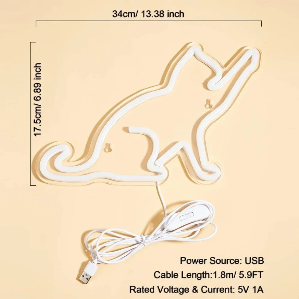 Cat LED Neon Sign Warm White USB Night Light for Kids Room Wall Decor  Gift - Picture 3 of 6